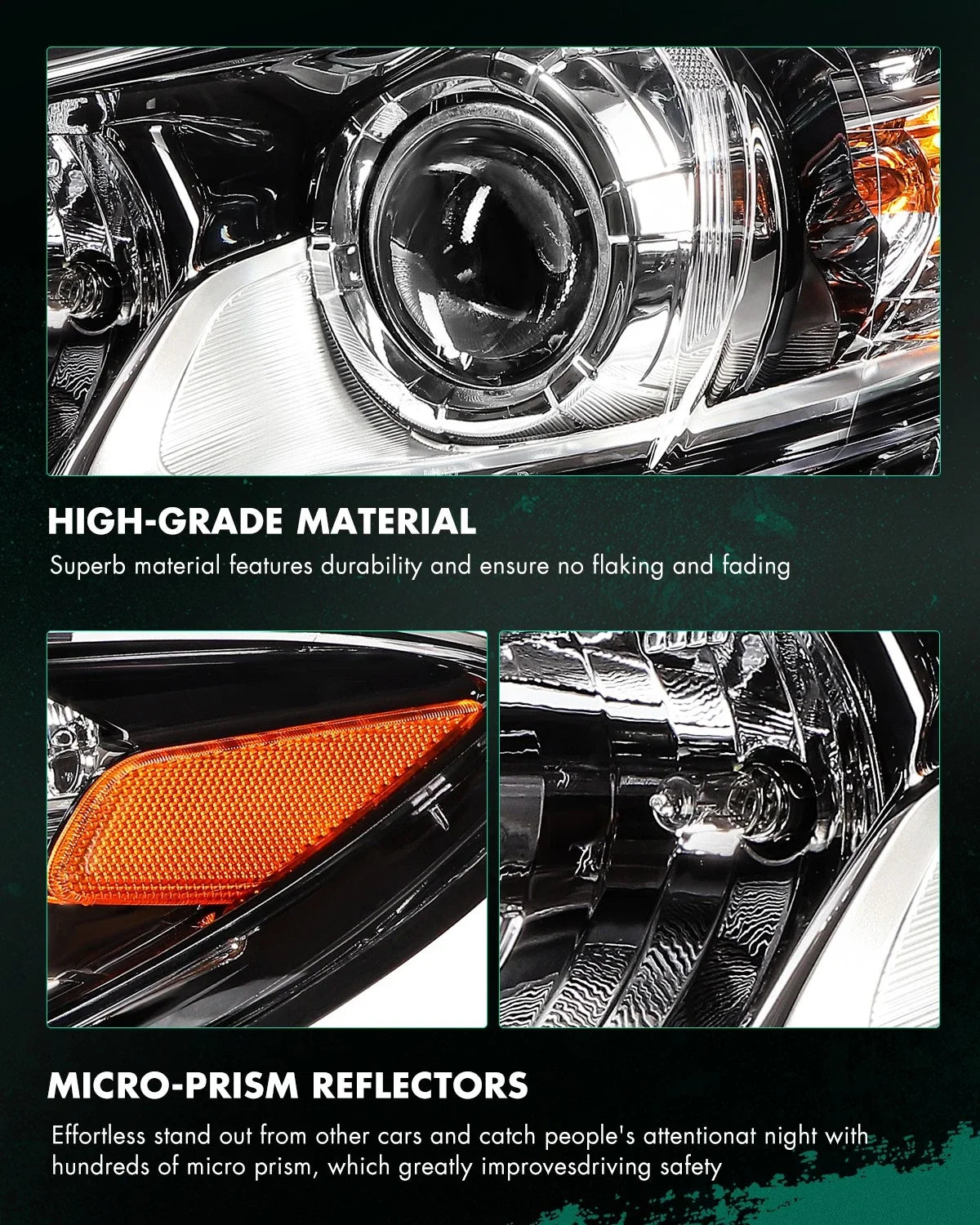 Headlight Assemblies - Black Amber, 2 Pack for Mazda 6 (2014–2017)
