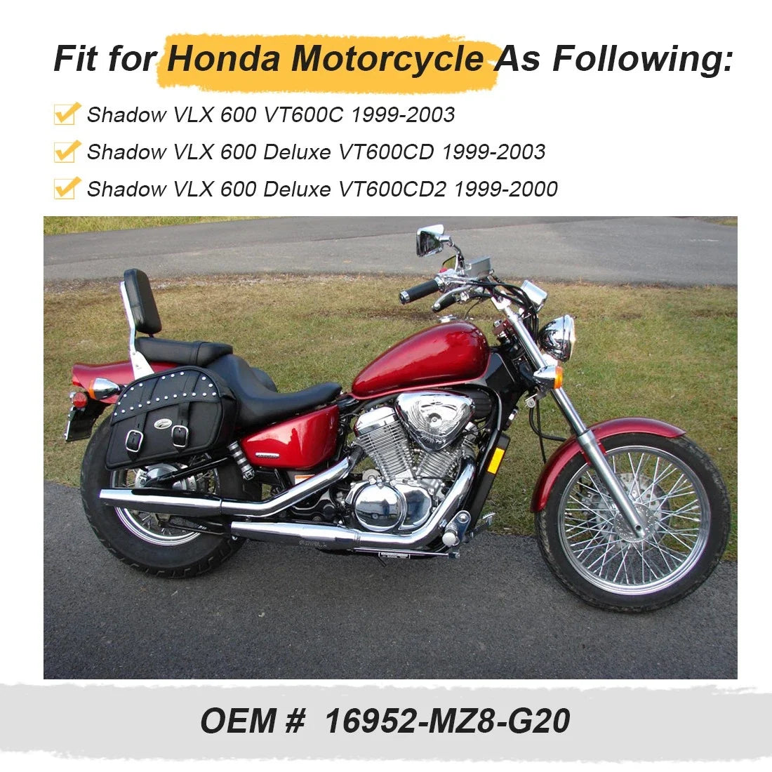 Fuel Tank Tube B Hose for Honda Shadow VLX 600 (1993–2003) 16952-MZ8-G20