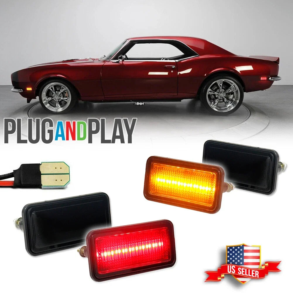 Smoked LED Side Marker Lights for Camaro Impala Nova (1968–1969)