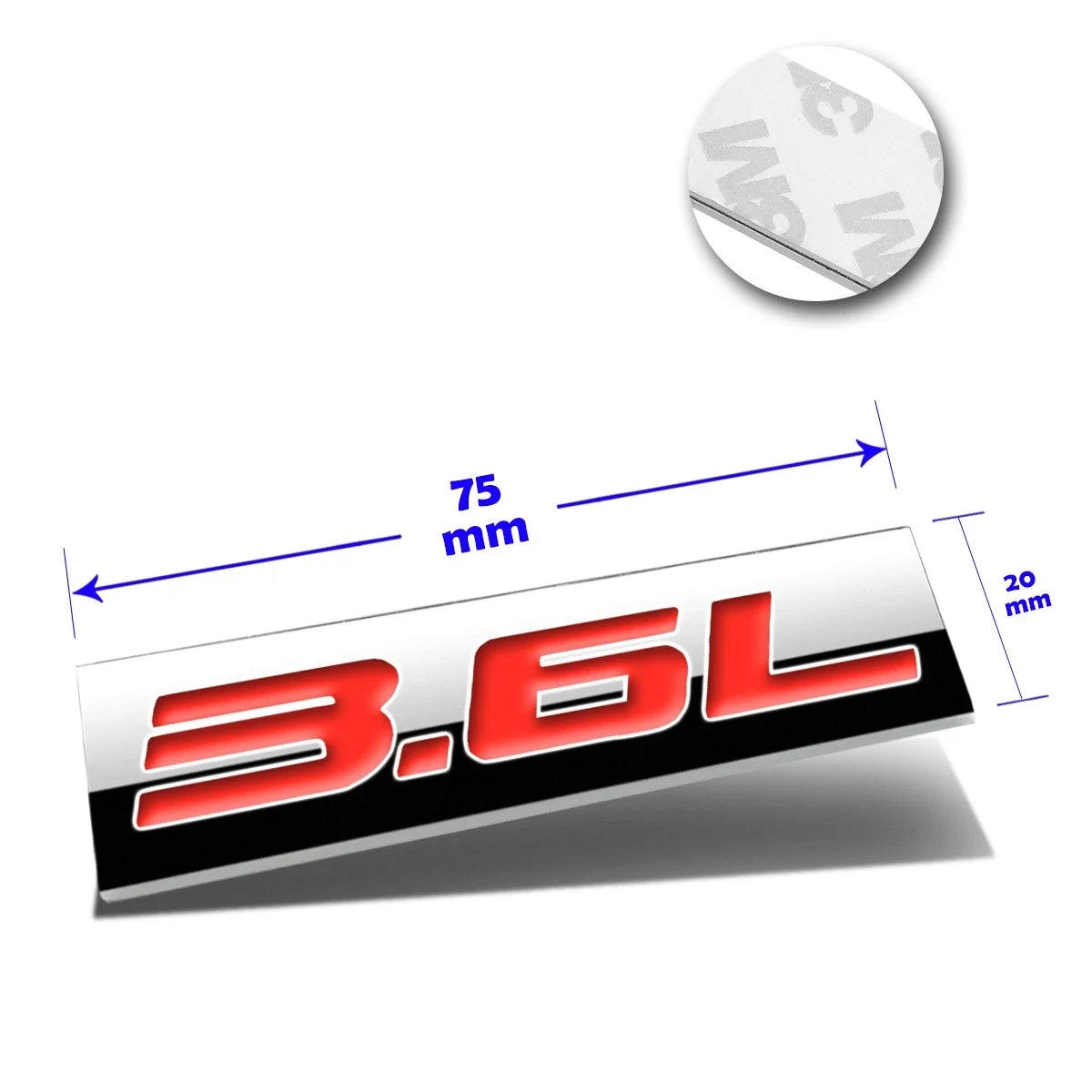 3.6L Polished Metal 3D Decal Red Emblem for Cadillac Saturn Buick Pontiac