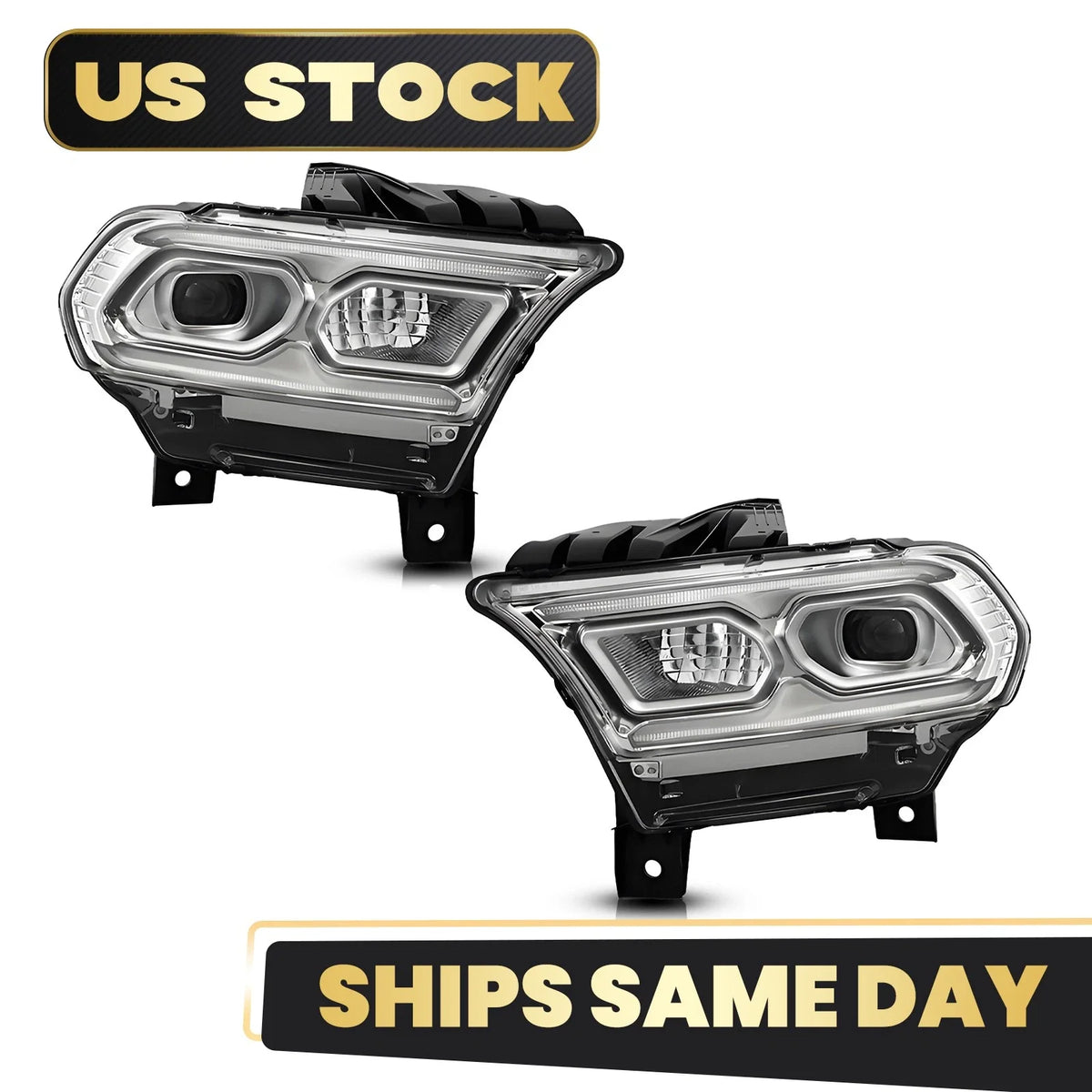 Set of 2 Chrome Full LED Headlights for Dodge Durango (2021–2025)