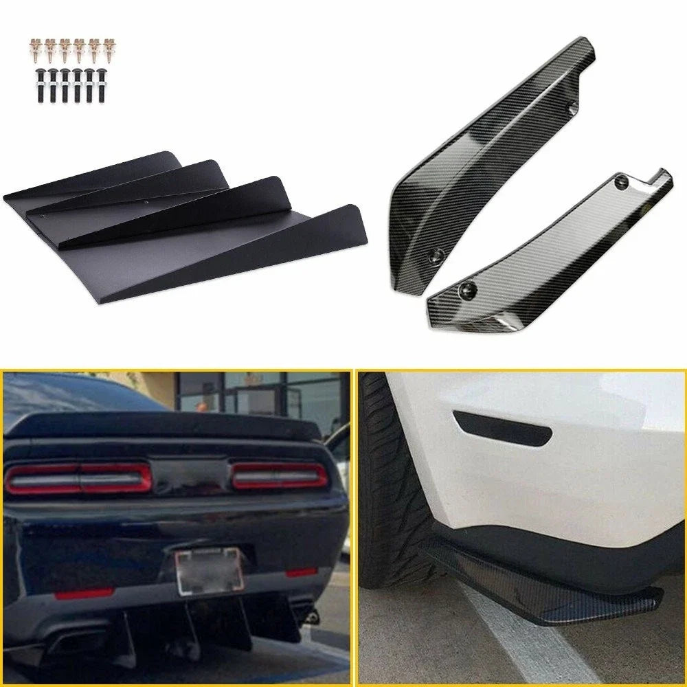 Rear Bumper Diffuser with 4-Fin Splitter Lip and Spats - Universal Fit
