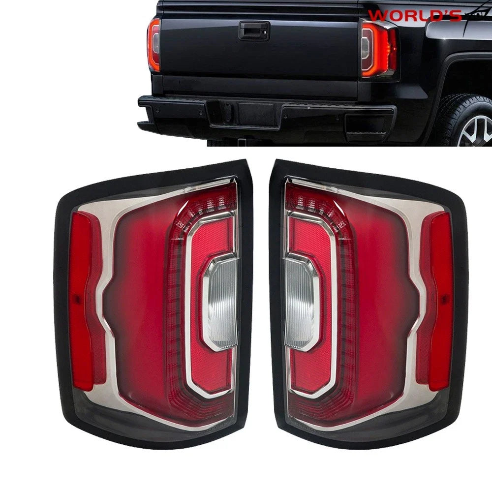 Set of 2 LED Clear Lens Tail Lights for GMC Sierra (2016–2018)
