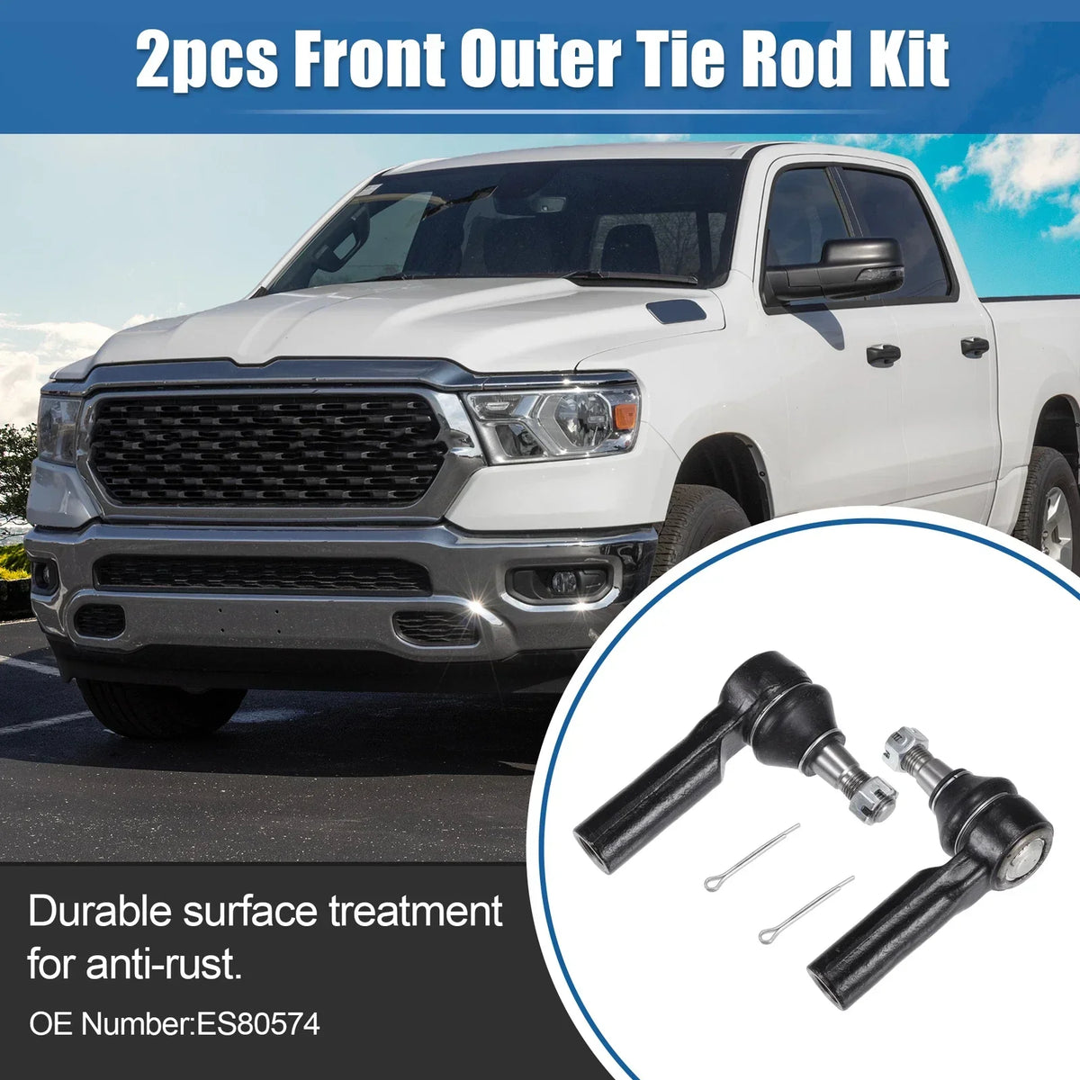 Pair of Front Outer Tie Rod Ends for 2006-2010 Dodge Ram 1500