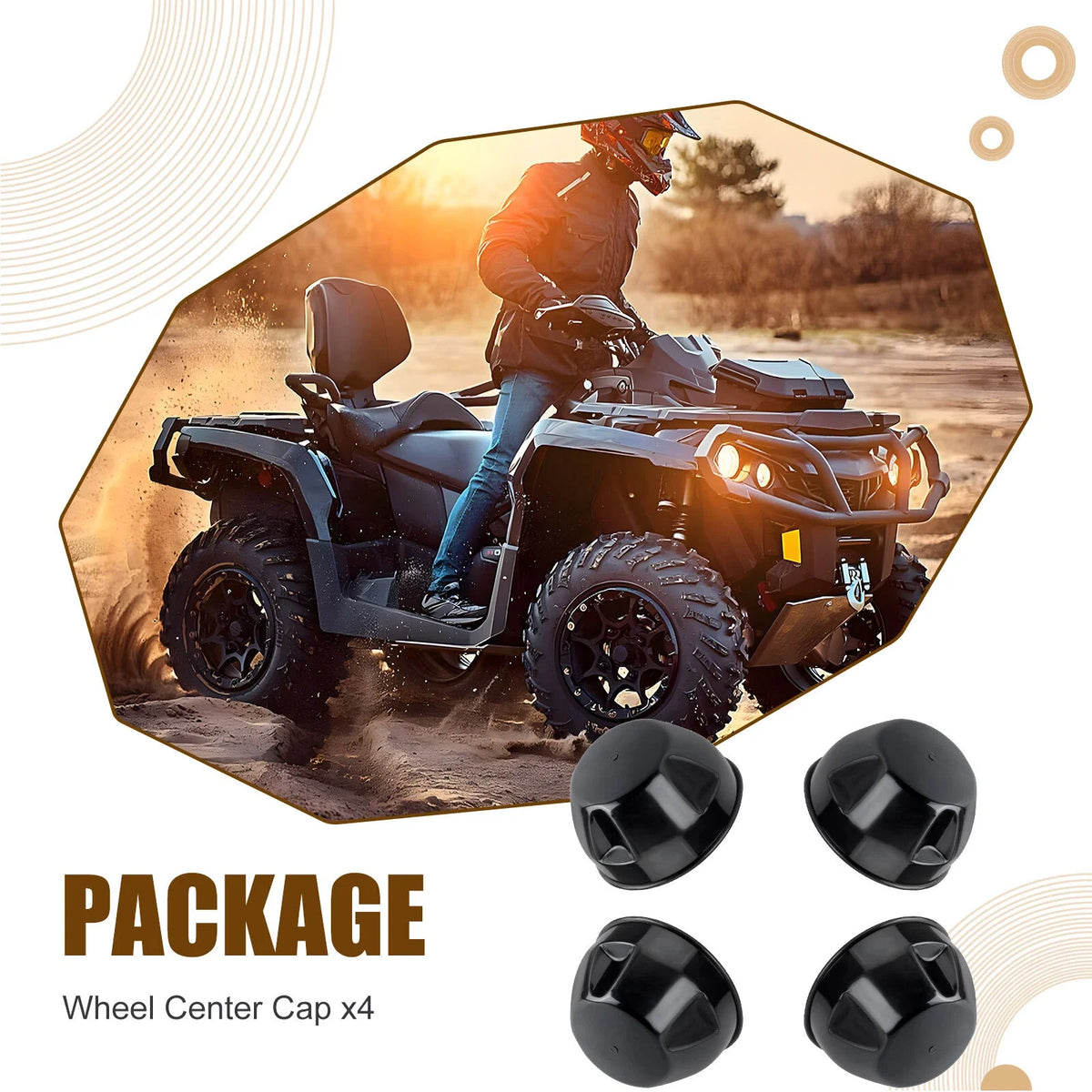 Rubber Wheel Caps Set of 4 for Yamaha Grizzly 350-660 (2007-2014)