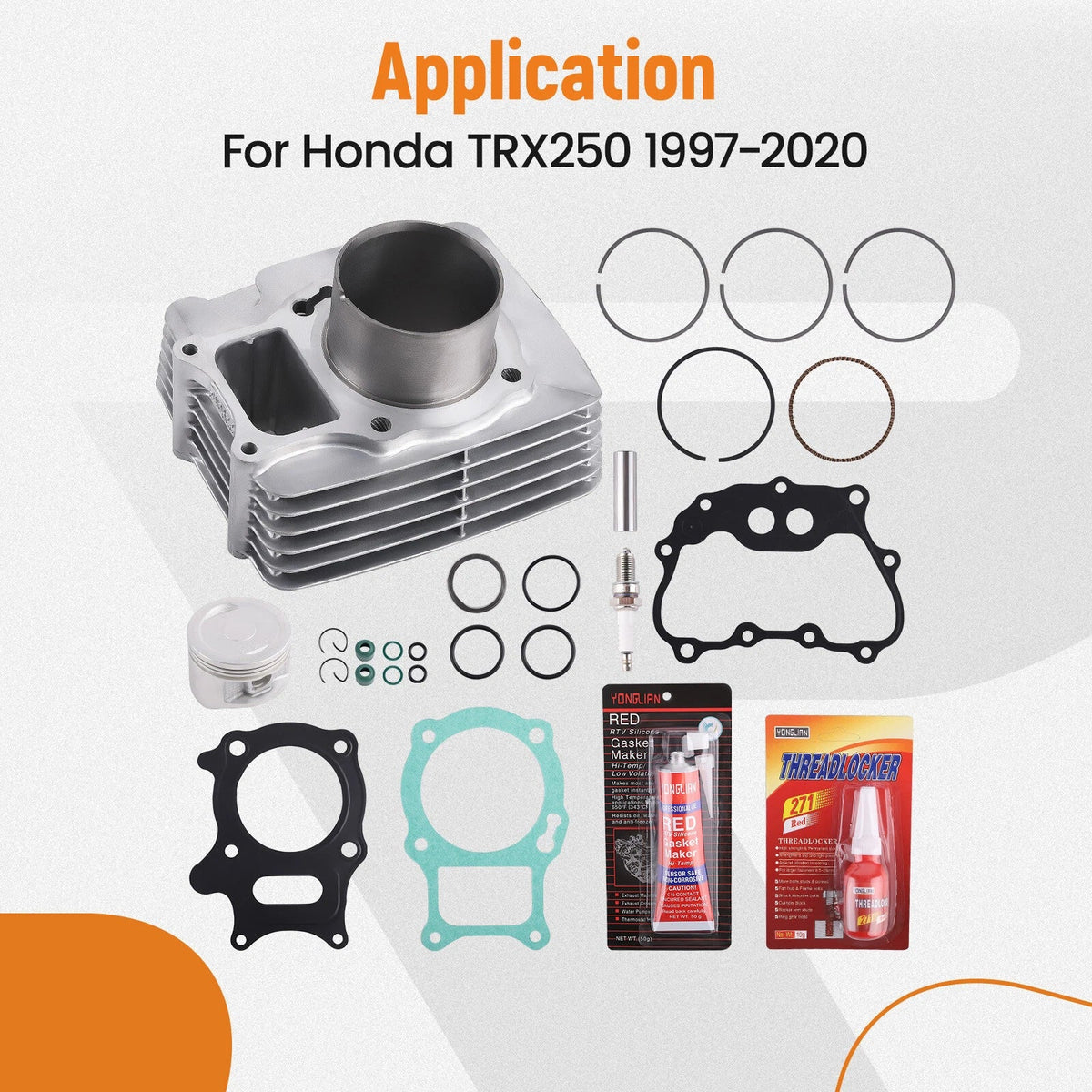 Cylinder Piston Top End Kit for Honda Recon TRX250, Sportrax TRX250EX (1997–2023)
