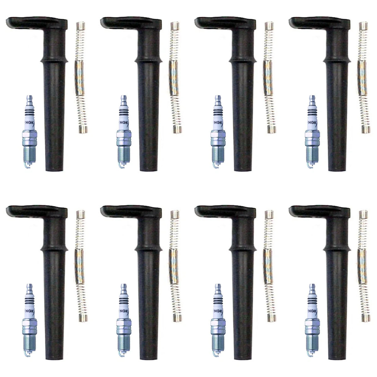 Set of 8 NGK Iridium IX Spark Plugs & Denso Coil Boots for Ford Mustang (1994–2004)