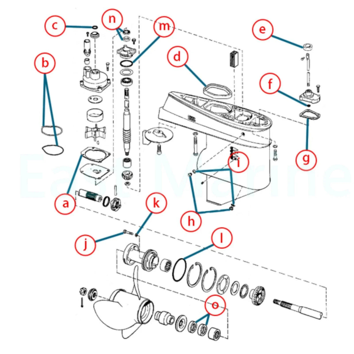 Seal Kit Lower Gearcase for Johnson Evinrude 35-75hp (396355, 18-2659)