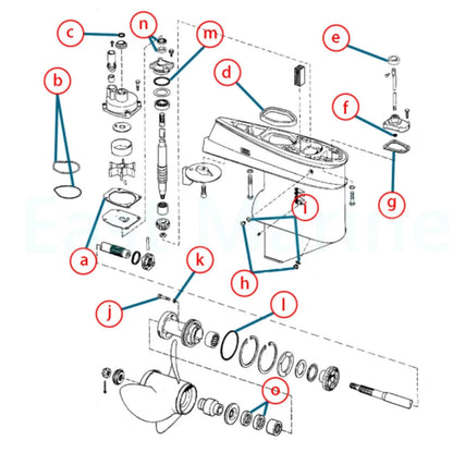 Seal Kit Lower Gearcase for Johnson Evinrude 35-75hp (396355, 18-2659)