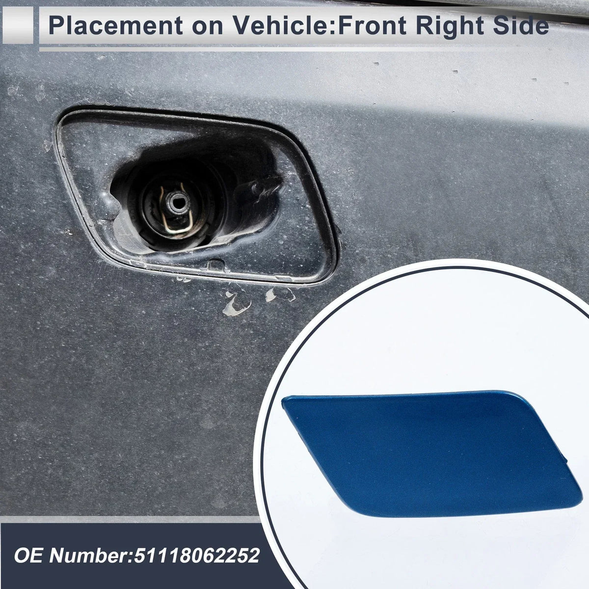 Front Right Headlight Washer Nozzle Cover Cap in Blue for BMW 335i GT