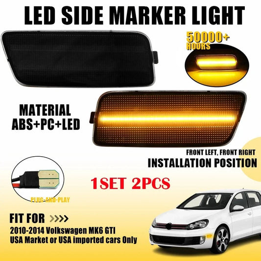 Set of 2 Front Side Marker Lights Smoked Lens for Volkswagen MK6 GTI (2010–2014) LED