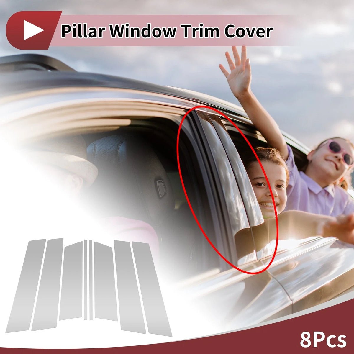 8 Pcs Door Pillar Window Trim for Mazda CX-50 (2023–2024) Chrome