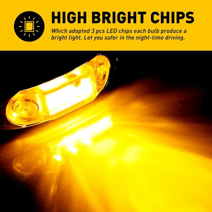 Amber LED Side Marker Light Set - 3X Waterproof for Truck Trailer RV