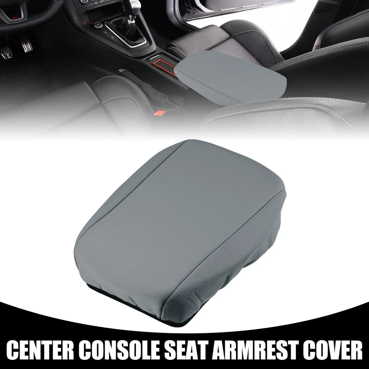 Center Console Lid Armrest Cover for Ford Focus (2010–2015) Neoprene Gray