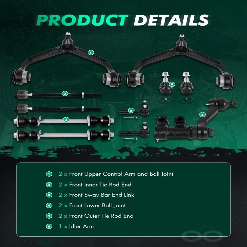Tie Rod End and Control Arm with Ball Joints for Chevrolet Silverado 2011-2019