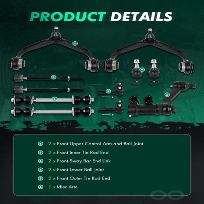 Tie Rod End and Control Arm with Ball Joints for Chevrolet Silverado 2011-2019