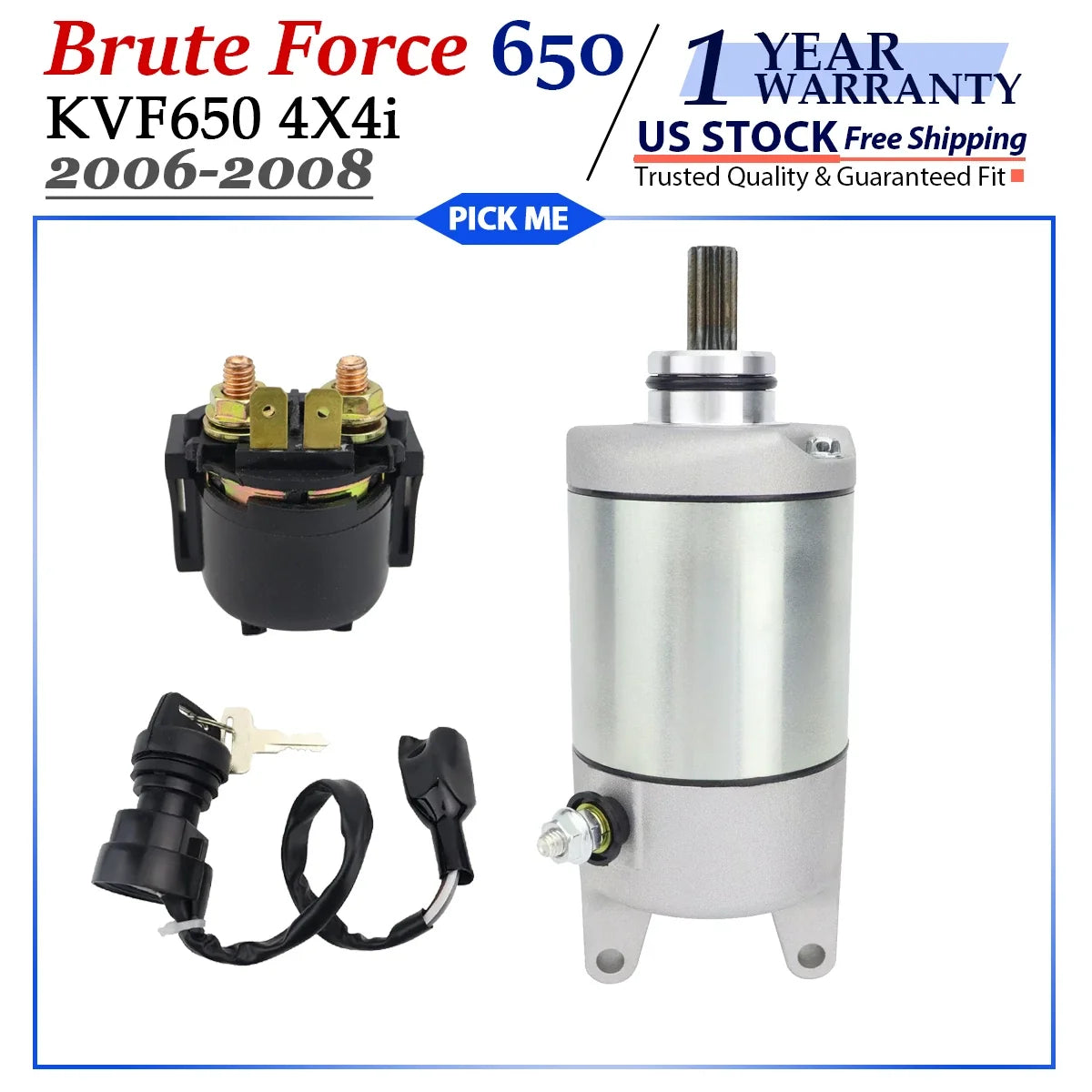 Starter Motor for Kawasaki Brute Force 650 4X4i KVF650 (2006-2008)