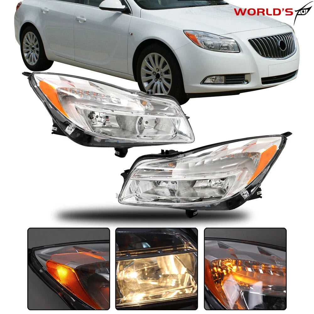 Set of 2 Halogen Headlights for Buick Regal (2011–2013) Chrome Left & Right