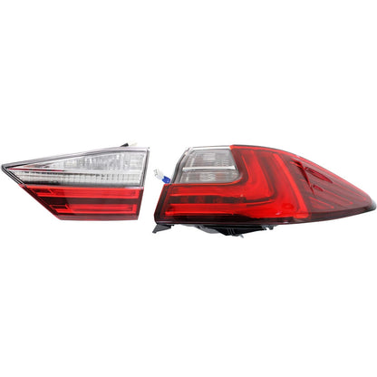 Tail Light Set for Lexus ES350 ES300h (2016) Right Inner Outer Clear/Red Halogen