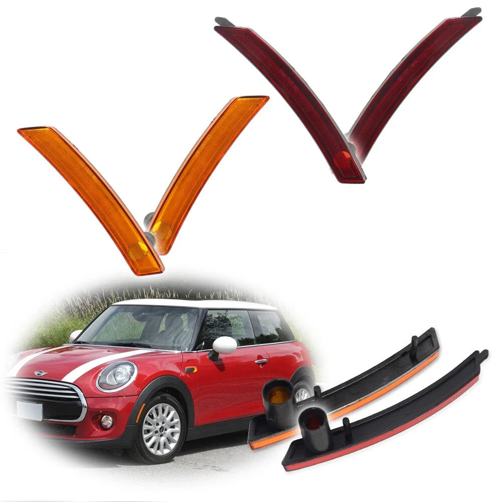 Set of 4 Amber Front & Red Rear Side Marker Lights for MINI Cooper (2007–2016)
