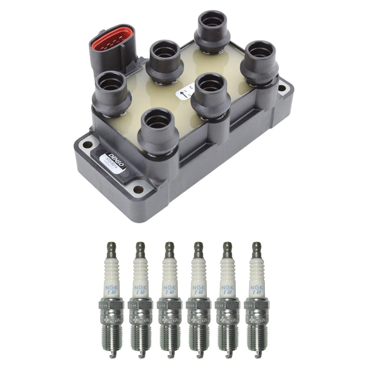 Set of 6 Denso Ignition Coils & NGK Iridium Spark Plugs for Cougar Mustang Taurus (V6)