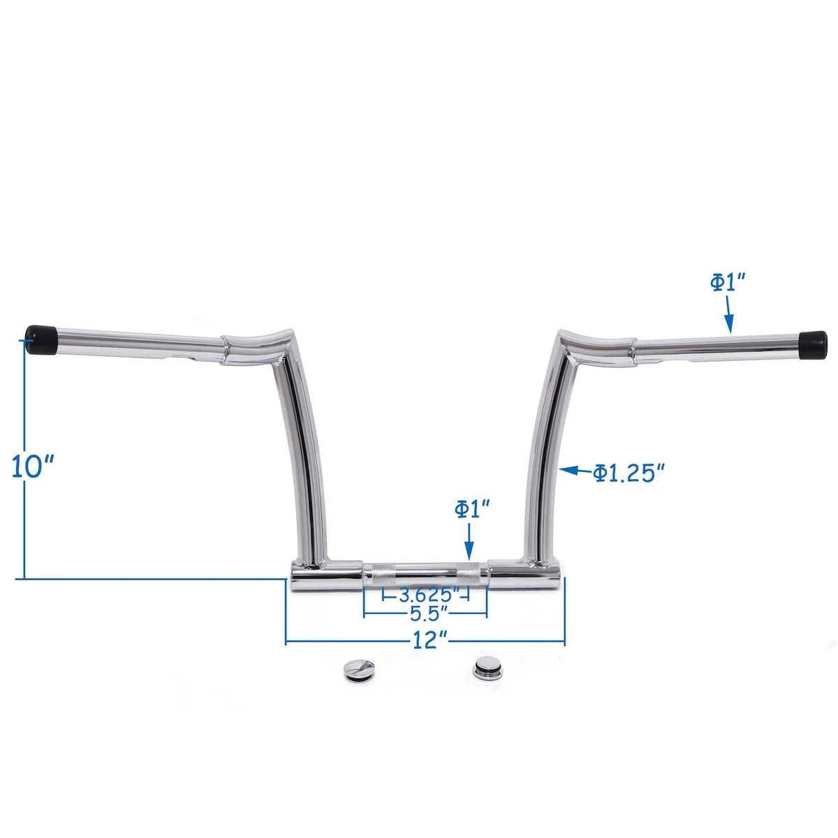 10'' Chrome Chizeled Z-Bar Handlebars for Harley FLD (2012–2016) FXDB (2013–2017)