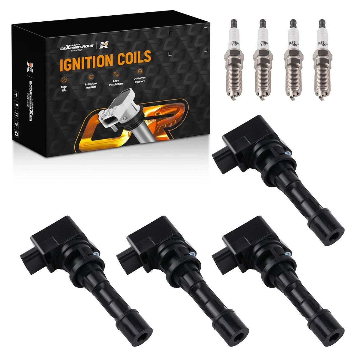 Set of 4 Ignition Coils & Spark Plugs for Mazda 5 (2008–2010)