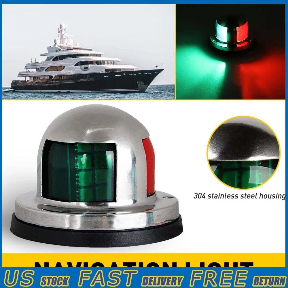 2X LED Bow Navigation Lights for Marine Boat Yacht Pontoon (12V)