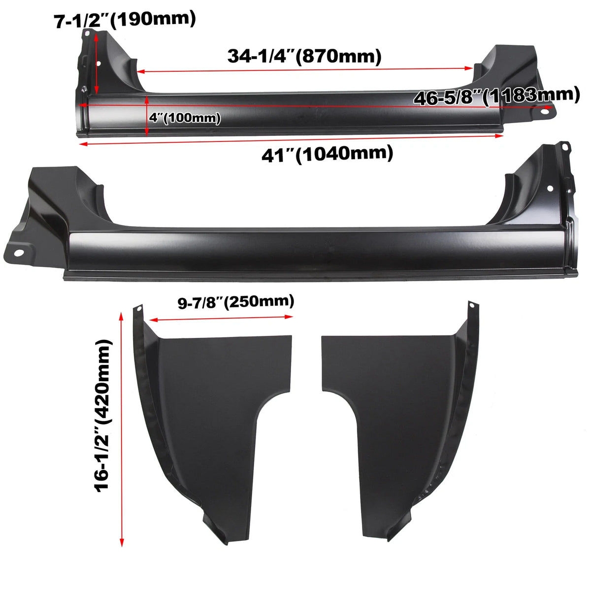 Set of 4 Cab Corners and Rocker Panels for 1973-1987 C10 K10