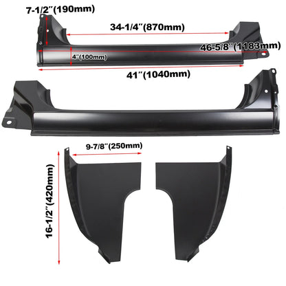 Set of 4 Cab Corners and Rocker Panels for 1973-1987 C10 K10