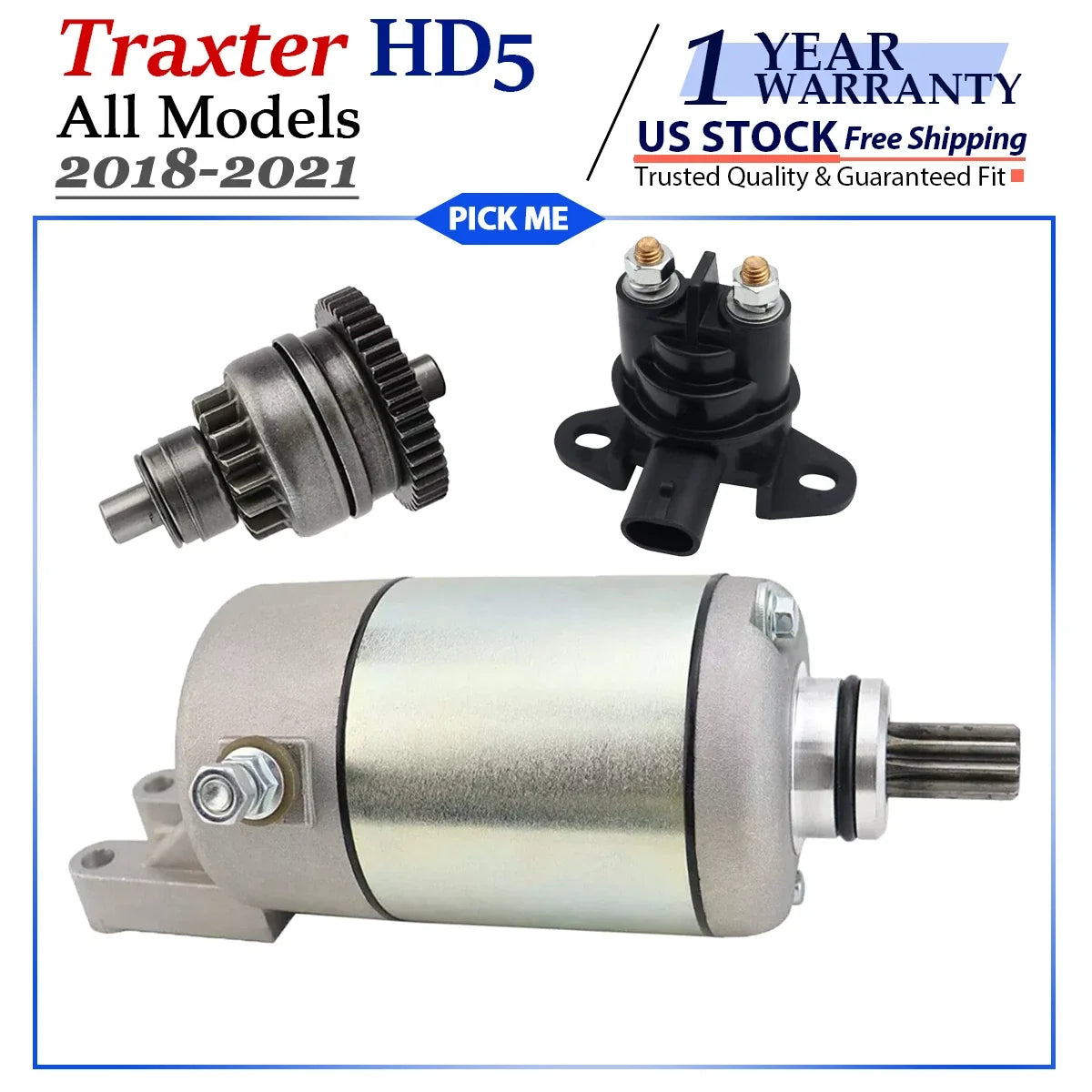 Starter Motor for Can-Am Traxter HD5 (2018-2021) - Includes Bendix & Relay