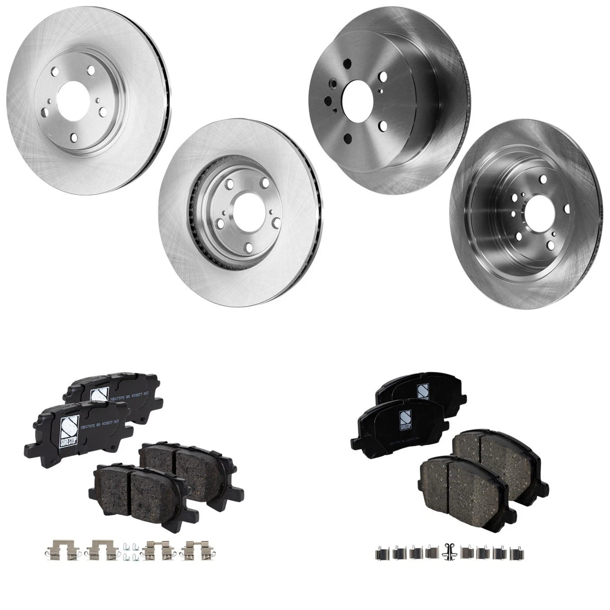 Brake Disc Rotors and Pads Kit for Toyota Highlander (2004–2007)