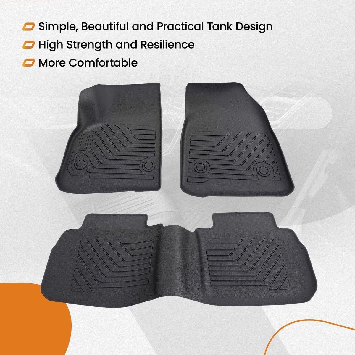 Set of 4 Black TPE All Weather Floor Mats for Cadillac XT5 (2017-2025)