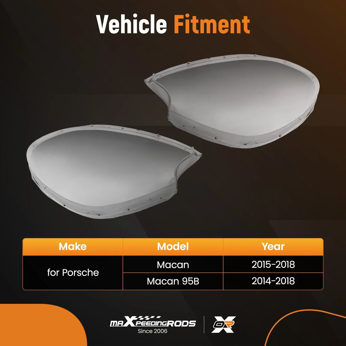 Headlamp Lens Cover - Front Clear for Porsche Macan 2015 to 2018