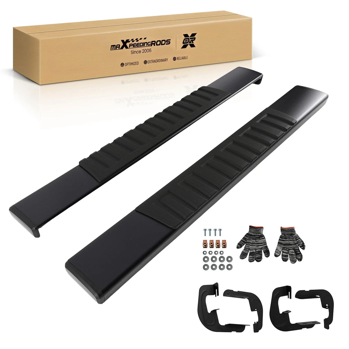 Black Side Step Boards for GMC Sierra HD / Chevrolet Silverado 2007-2019
