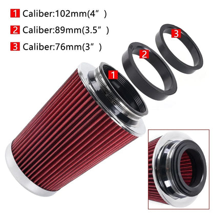 High Flow Cold Air Intake Filter for 3", 3.5", 4" Inlet