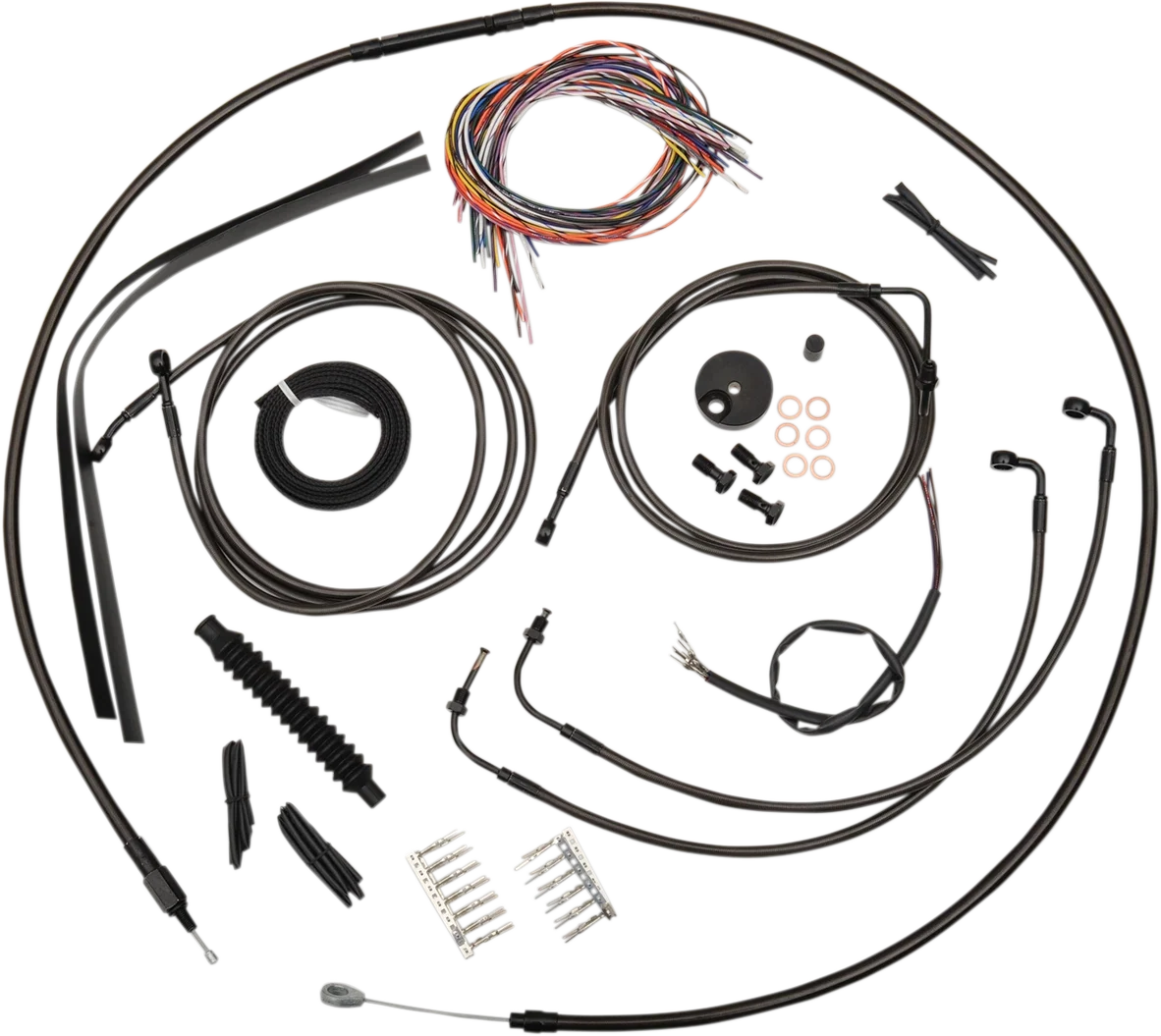 Complete Midnight Braided Cable Kit for LA Choppers (18"-20" Handlebars)
