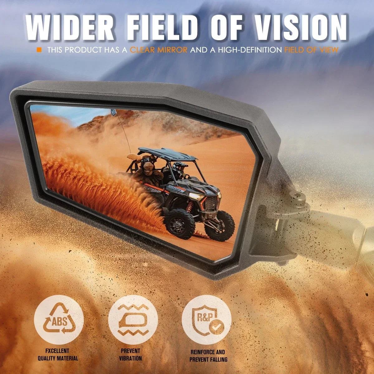 Side View Mirrors for UTVs with Roll Cage Clamp - Universal