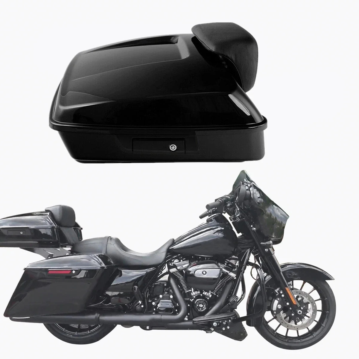 Black Chopped Trunk Latch Backrest Pad for Harley Touring (2014–2026)