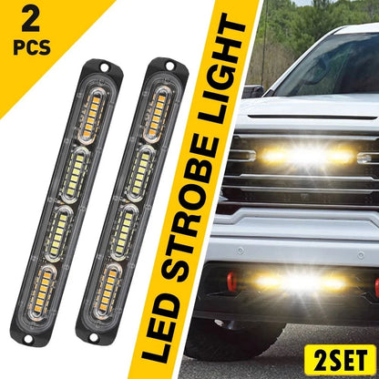 4X Warning Light Strobe Kit - Amber/White LED for Car Truck (V)