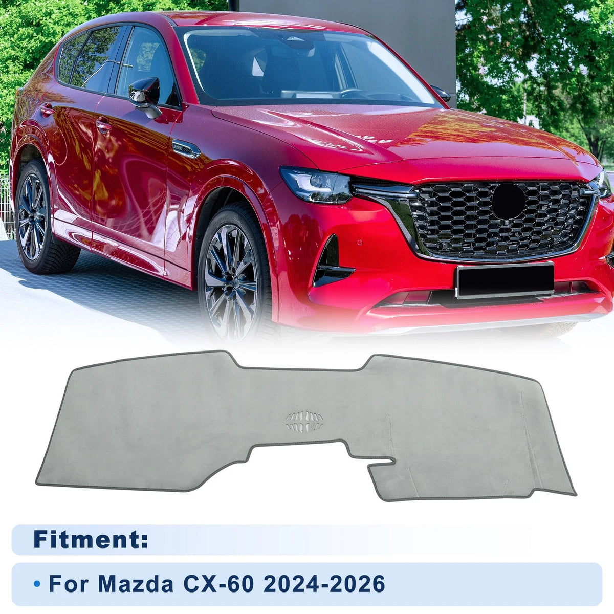 Dash Cover for Mazda CX-60 (2024–2026) Without HUD, Flannel Gray