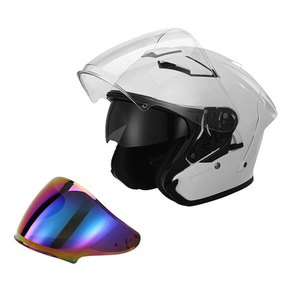 Adult 3/4 Open Face Motorcycle Helmet with Dual Visor - DOT Approved