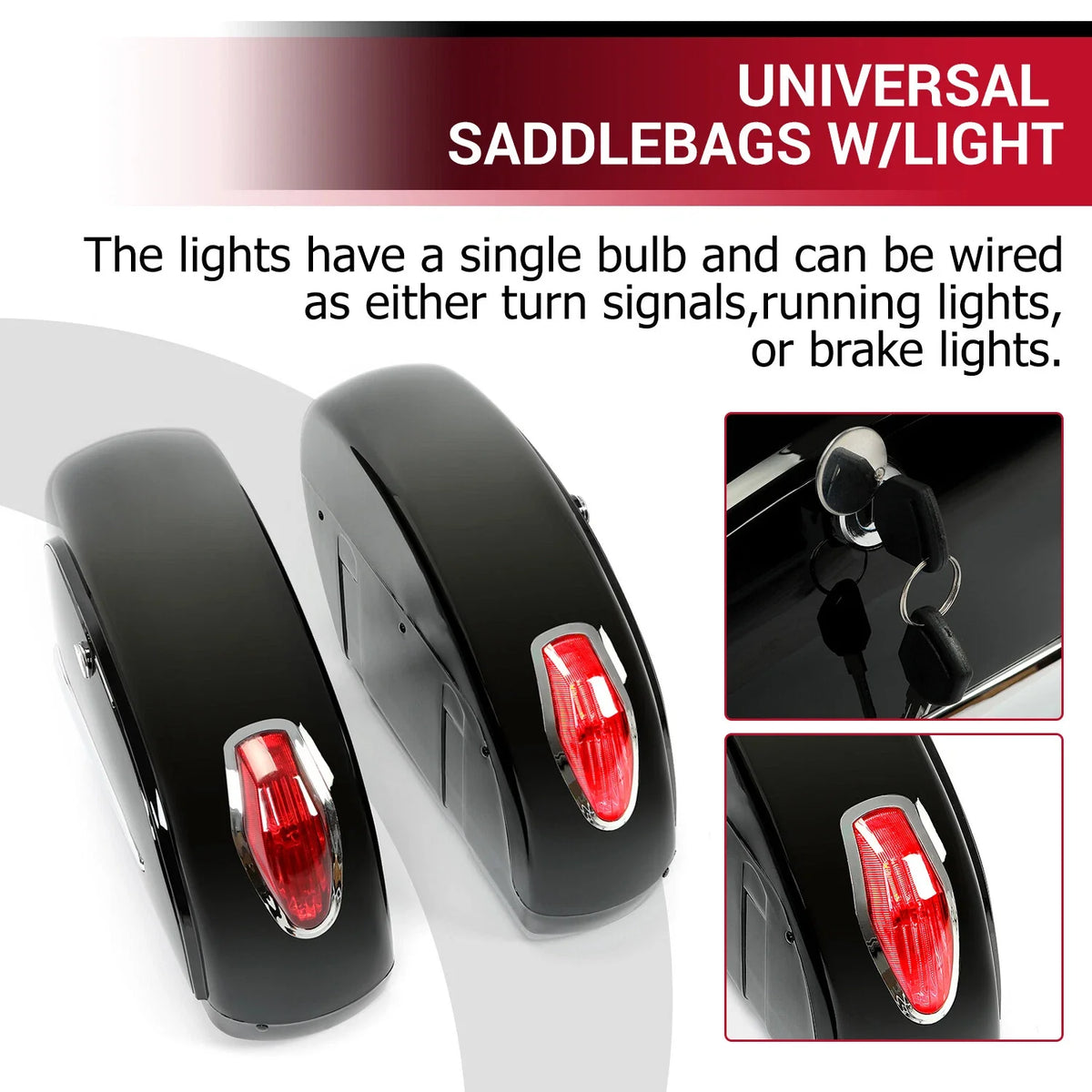 Saddlebag Box Set with Lights for Kawasaki Vulcan Motorcycles