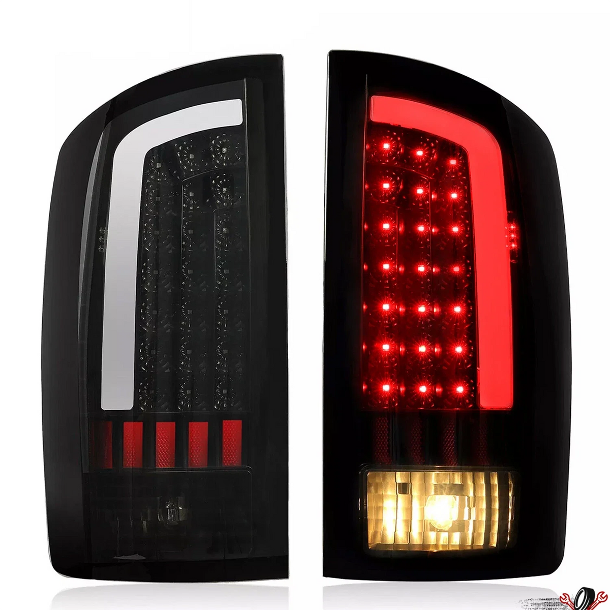 Smoked Black LED Tail Lights for Dodge Ram 1500 2500 3500 (2002–2006)