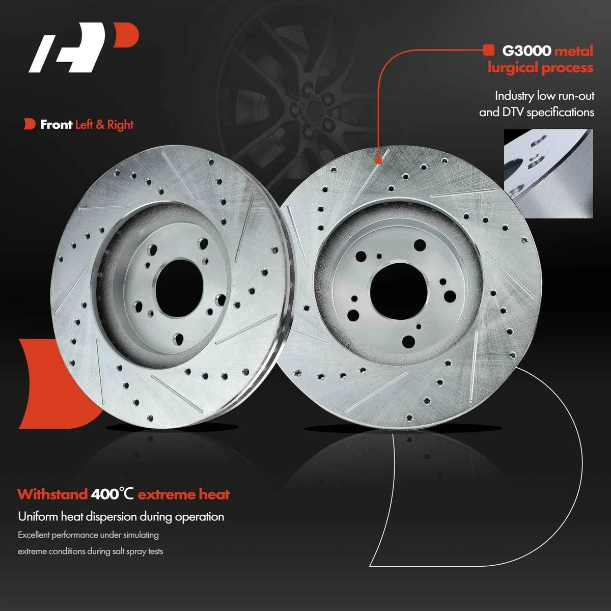 Front Brake Rotors (Drilled) for Honda Accord 2003-2012