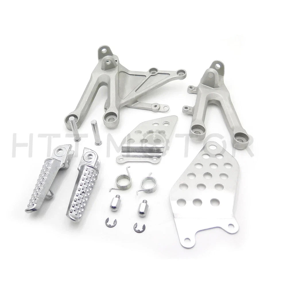Set of 2 Silver Front Footrest Foot Pegs Bracket for Honda CBR1000RR (2004–2007)