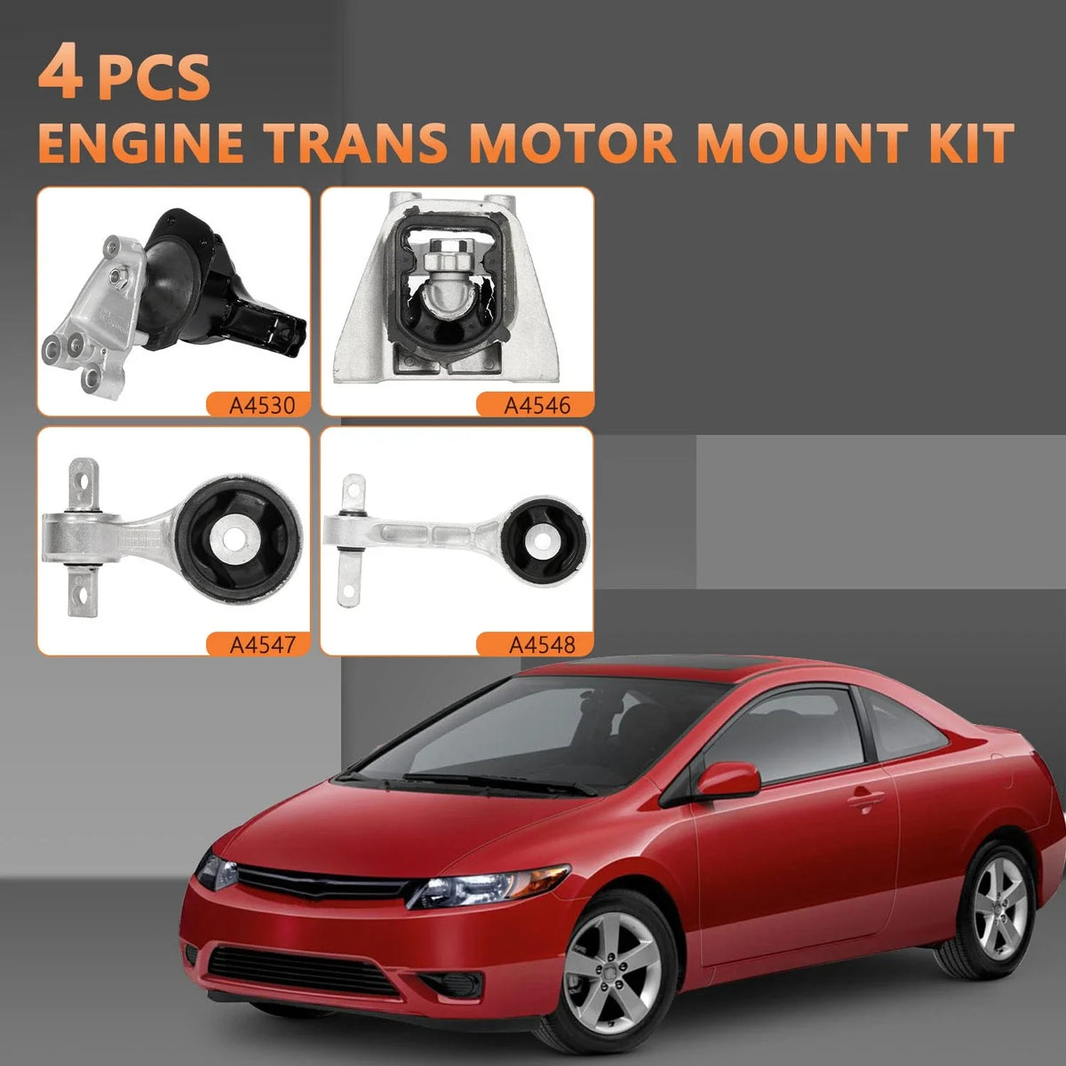 Set of 4 Engine Motor Transmission Mounts for Honda Civic (2006–2010)