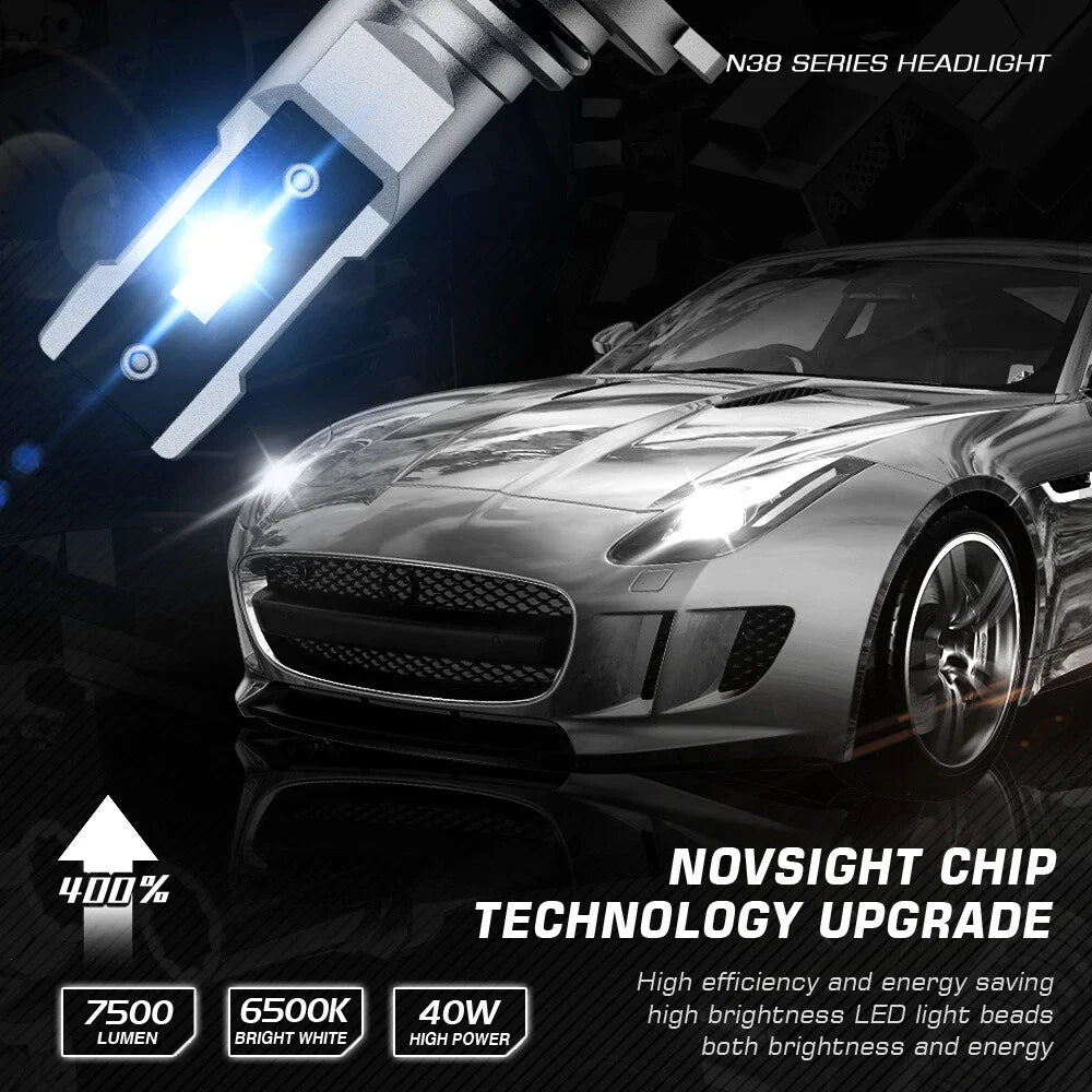 NOVSIGHT 9006 HB4 LED Headlight Bulbs (2 Pack) 15000LM 6500K