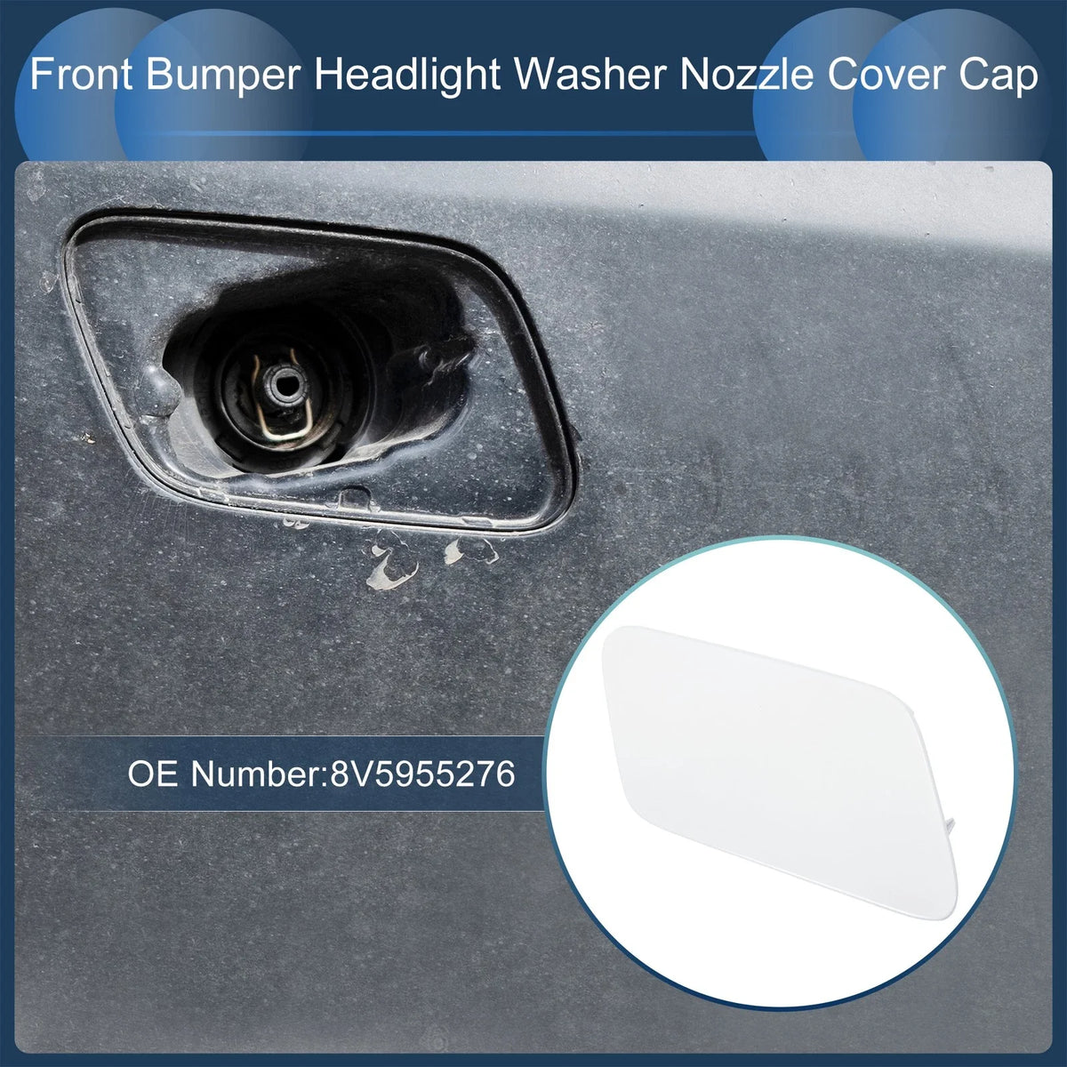 Front Right Washer Nozzle Cover Cap for Audi A3 8V (2013–2016) White