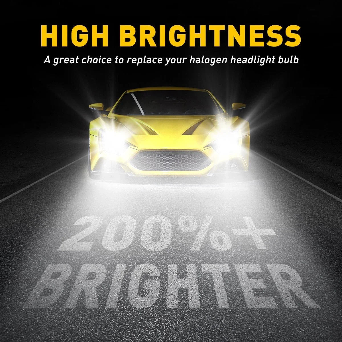 2X 200W 9006 HB4 LED Headlight Bulb Kit for Low Beam (6500K)